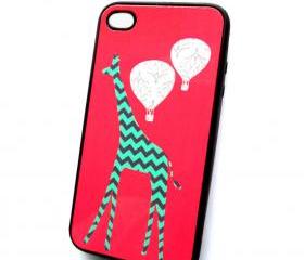 Mint Gray iPhone 4 iPhone 4S Case Tallest Giraffe Black Rubber Case 